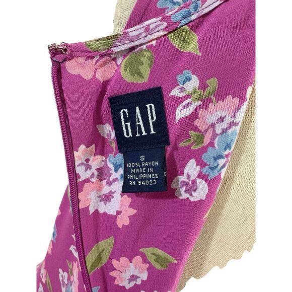 Vtg 90s Gap Pink Floral Dress Sz Small Sleeveless Lace Up Front Y2K Boho Clean - Picture 6 of 6